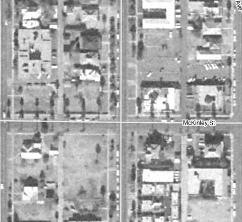 1969 aerial, the corner cleared